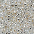 6/0 4mm glass seed beads, black, pink ceylon, main product view