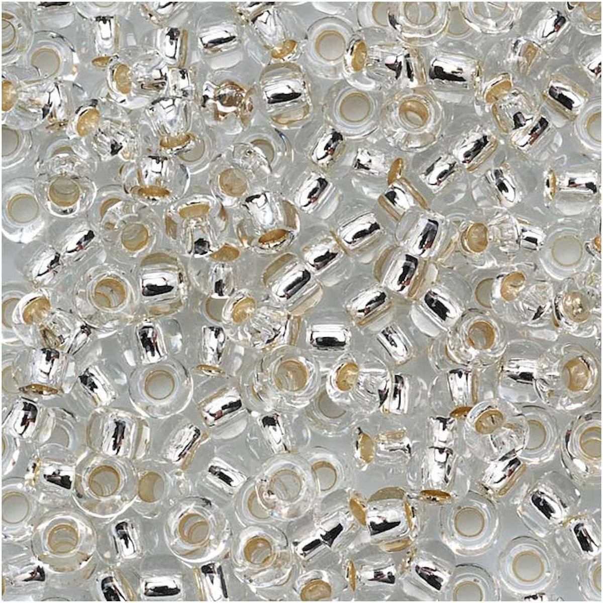 6/0 4mm glass seed beads, black, pink ceylon, main product view