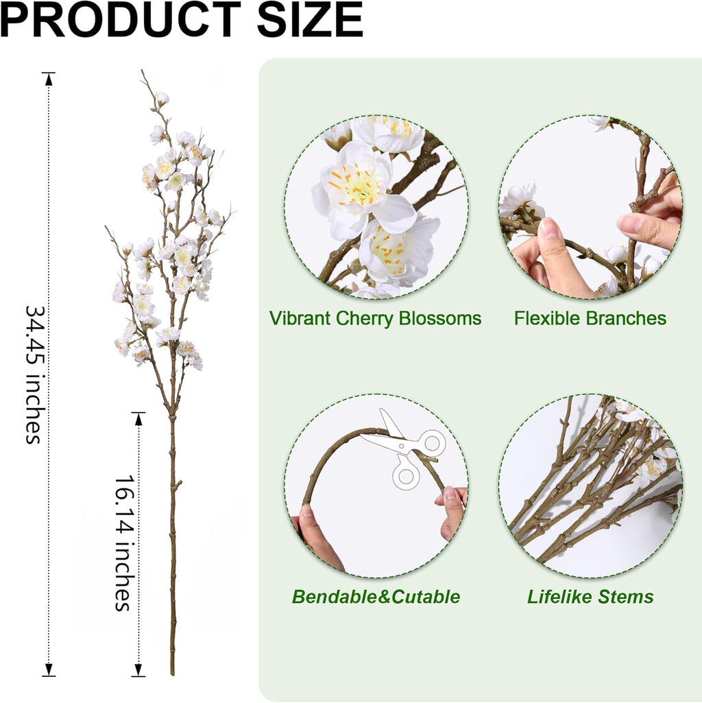 florisso 6 pcs artificial cherry blossom branches spring, close-up detail