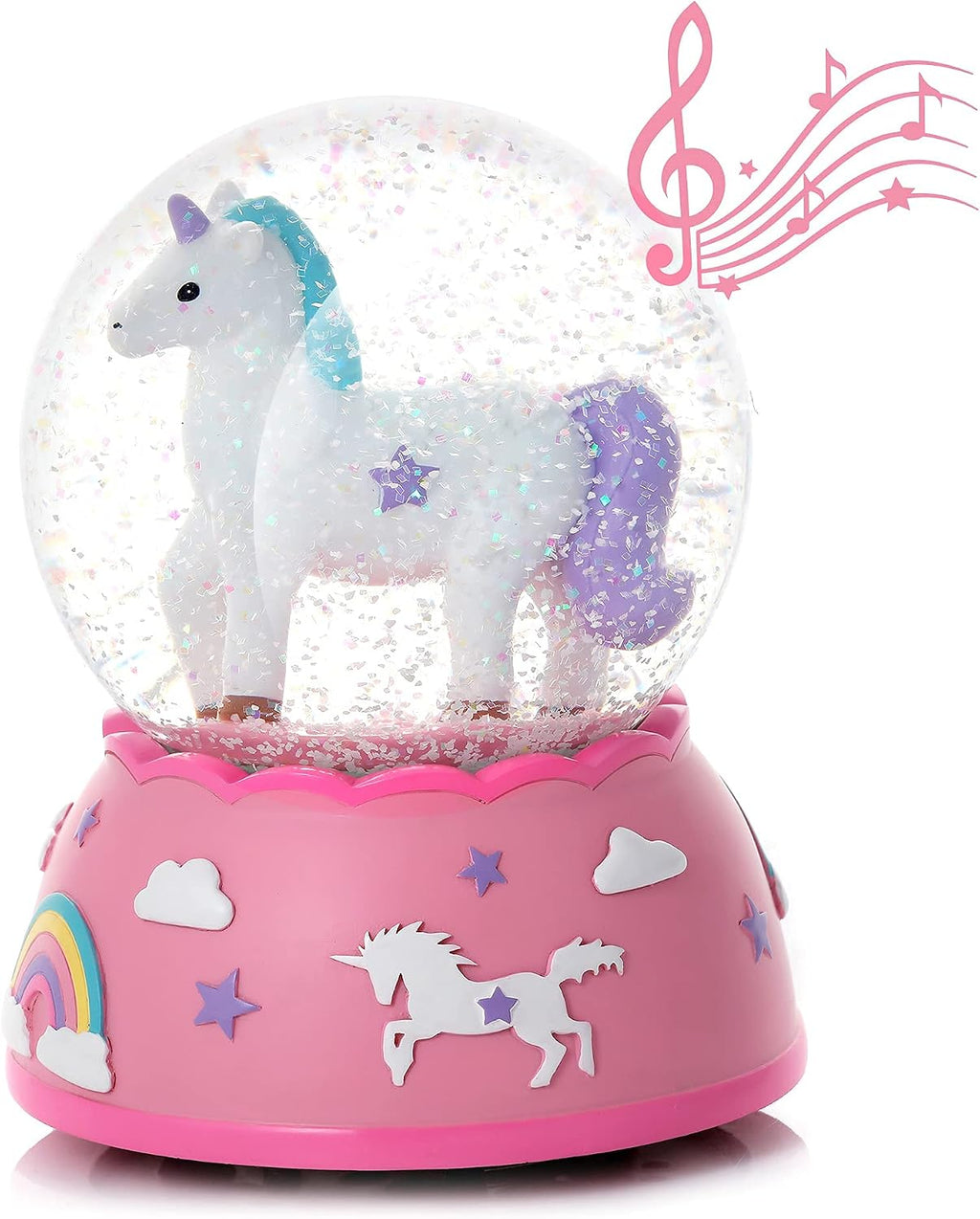 Shatterproof Unicorn Snow Globe for Girls - Hand-Painted Musical Water Globe with Glitter - Plastic Unbreakable Kids Snow Globe - Gift for Toddlers & Little Girls Ages 3+