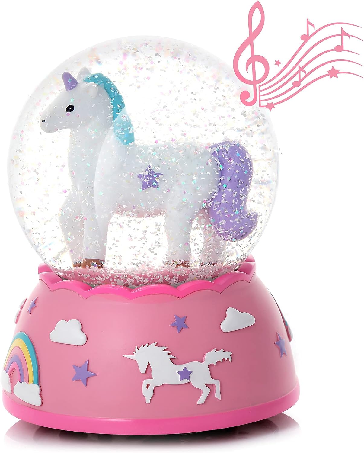 Shatterproof Unicorn Snow Globe for Girls - Hand-Painted Musical Water Globe with Glitter - Plastic Unbreakable Kids Snow Globe - Gift for Toddlers & Little Girls Ages 3+