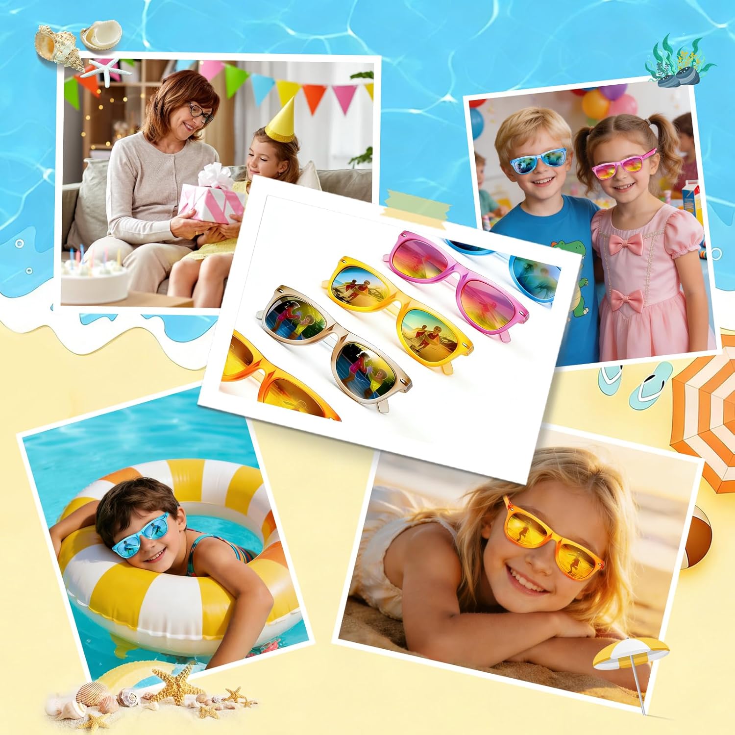 18 Pack Kids Sunglasses Bulk Party Favors, Neon Sunglasses with UV400 Protection for Kids Age 3-8,Great Gift for Birthday ，Graduation Party Supplies Party, Beach, Pool，Boys Girls Goody Bag Stuffers