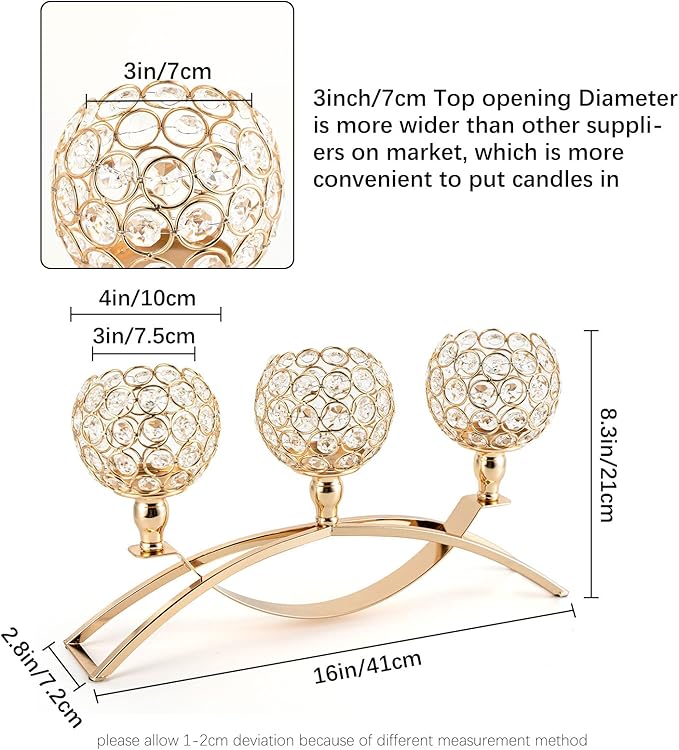 VINCIGANT Candle Stick Holder Decor Gold Candle Holders for Wedding,3-Candle Candelabras for Christmas Party Dinning Room Table Centerpiece,Gift Boxed for Thanksgiving