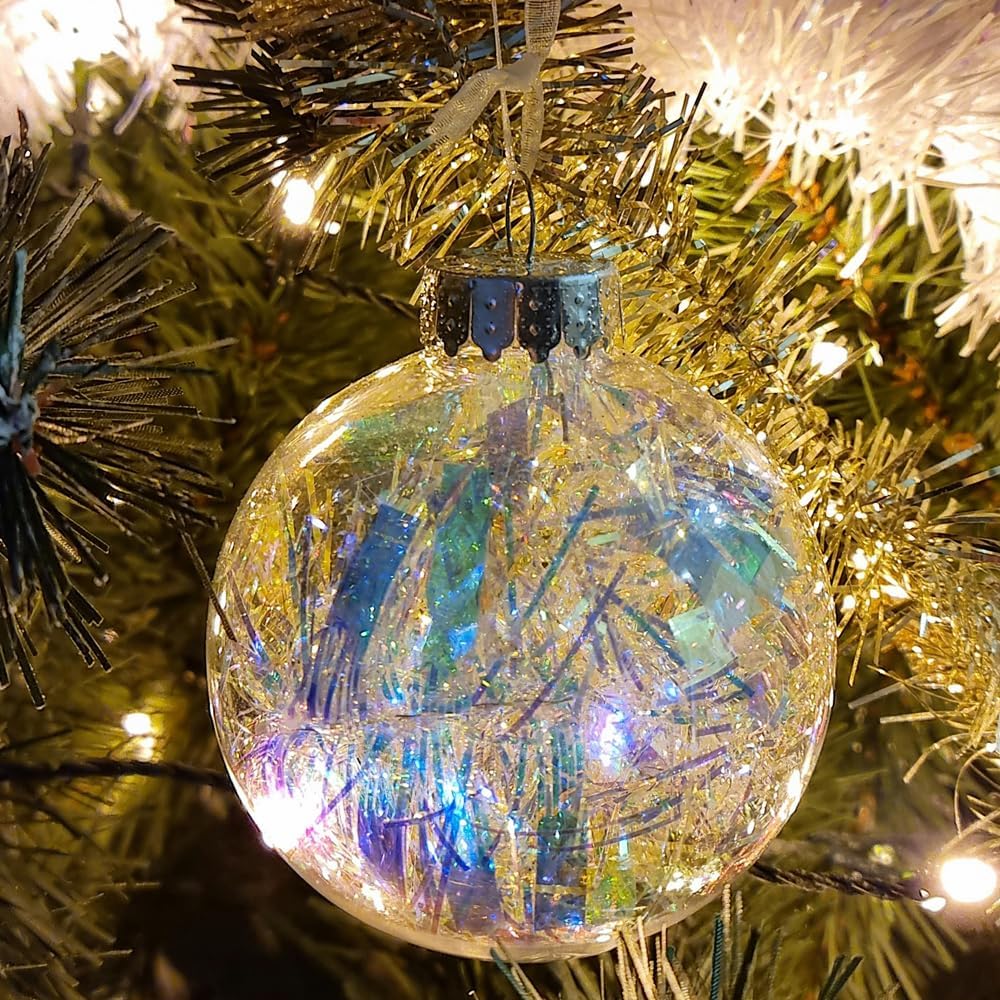 12 Pack Clear Plastic Fillable Ornament Ball 3.15''/80mm for Christmas,Holiday, Wedding,Home Decor