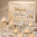 Letine 36-Pack Clear Glass Tealight Candle Holders - Thick Sturdy Votive/Tealight Holders Bulk for Wedding, Party, Home Decor | Perfect Replacement for Wall Sconces, Candelabras & Fireplace Screens