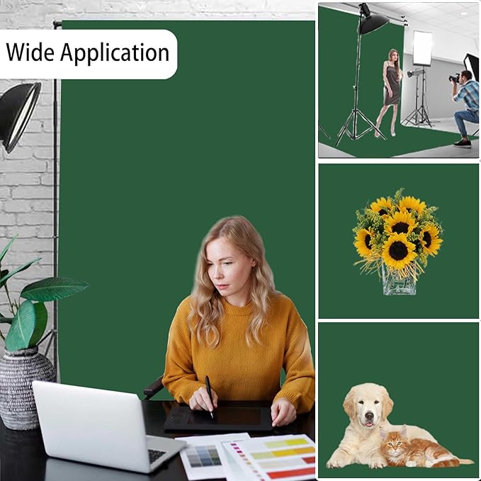Dark Green Photography Backdrop for Photoshoot, Photo Backdrop Curtain, Perfect Dark Green Backdrops for Party Portrait Photoshoots Video Studio 10FTx20FT