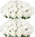 white roses artificial flowers with stems for home, main product view