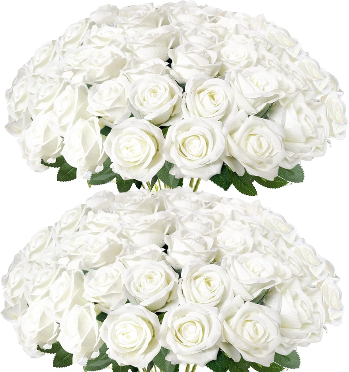 white roses artificial flowers with stems for home, main product view