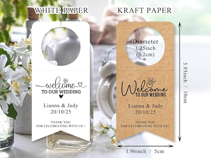 Custom Water Bottle Hang Tags,Wine Bottle Labels Hangover Kit Tags,Personalized Water Bottle Labels for Reception,Welcome Bottle Tag for Hotel,Wedding,Birthday,Housewarming