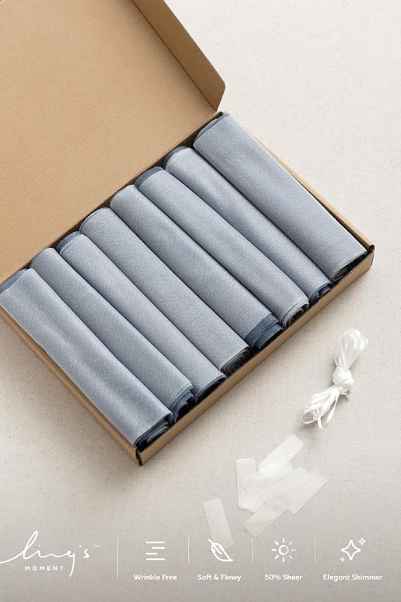 Ling's moment Wedding Chair Sashes Cover Aisle Decorations Draping Fabric Wrinkle-Free with Tie 16pcs Dusty Blue Ice Blue for Party Ceremony Reception Floral Arrangement Banquet Outdoor Decor