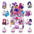 25 Pcs Cartoon Cake Decorations, Include 1 Happy Birthday Cake Toppers, 24 cupcake Topper for Cute Birthday Decorations