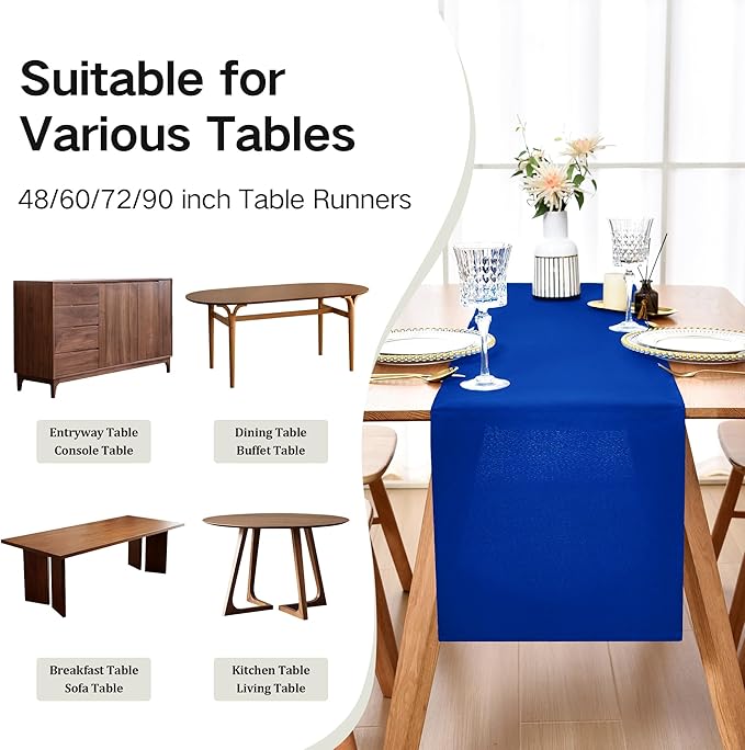 Farmhouse Blue Table Runner Dining Table Runners 48 Inches Long Coffee Table Runner for Dresser Living Room Bedroom Holiday Party Banquet 12X48 Inch