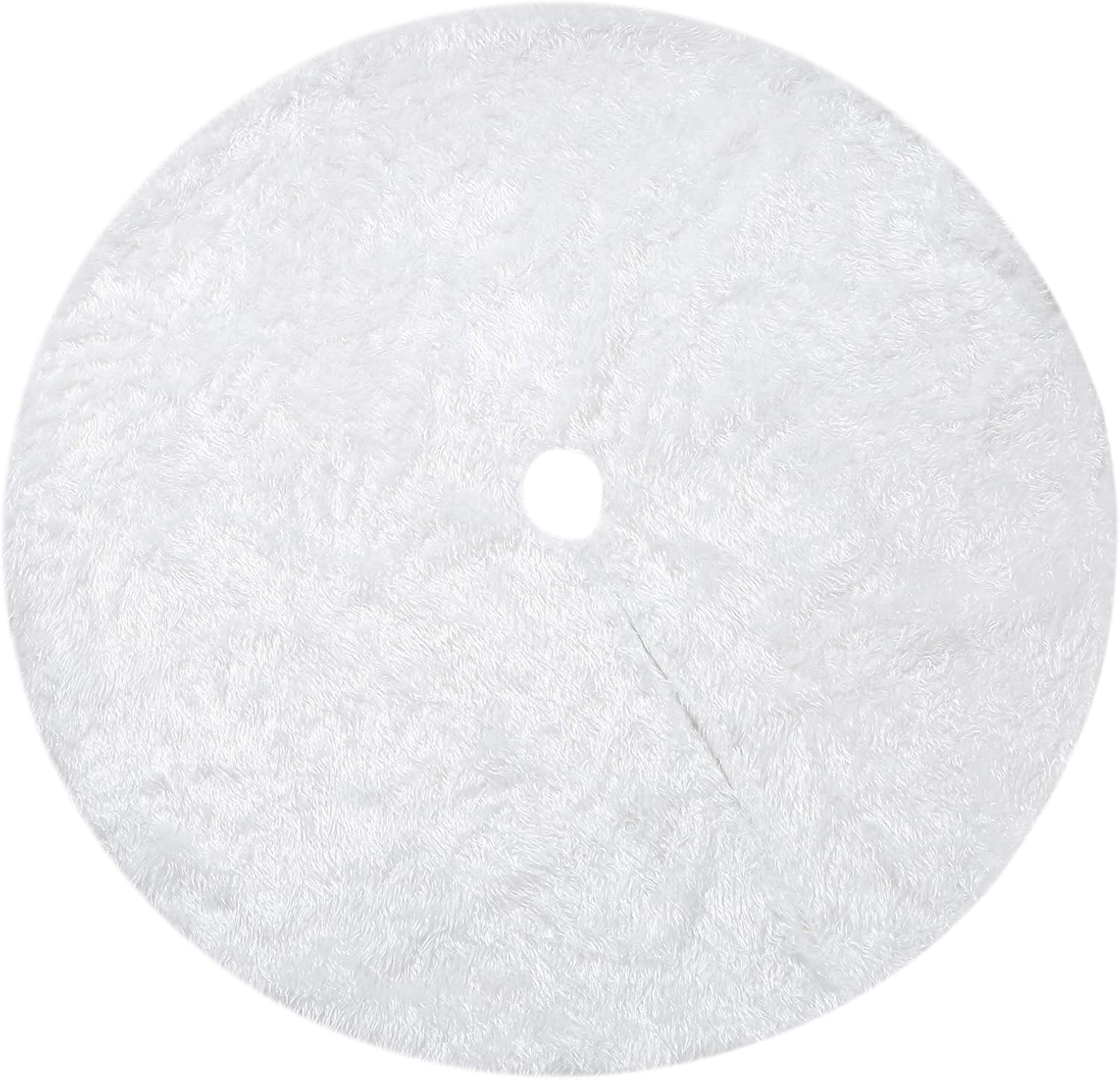 Sattiyrch Faux Fur Christmas Tree Skirt,White Xmas Decorations for 5ft Christmas Tree (White, 30in)