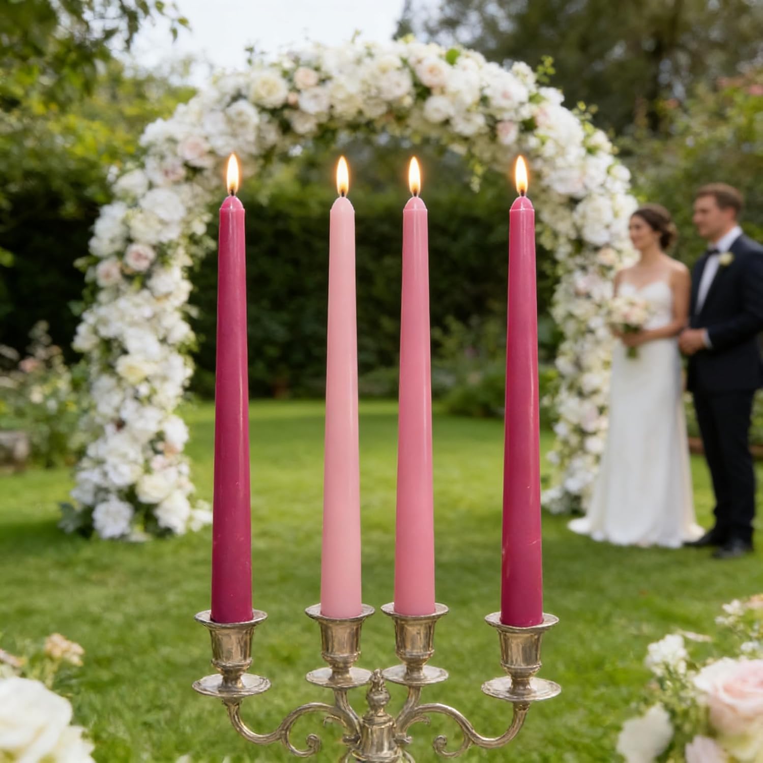12-Pack Gradient Hot-Pink Taper Candles, 10 Inch Unscented Dripless Candlesticks, Long-Lasting Burn Time of 7-8 Hours, Perfect for Wedding Valentine's Day Dinners Parties and Home Décor