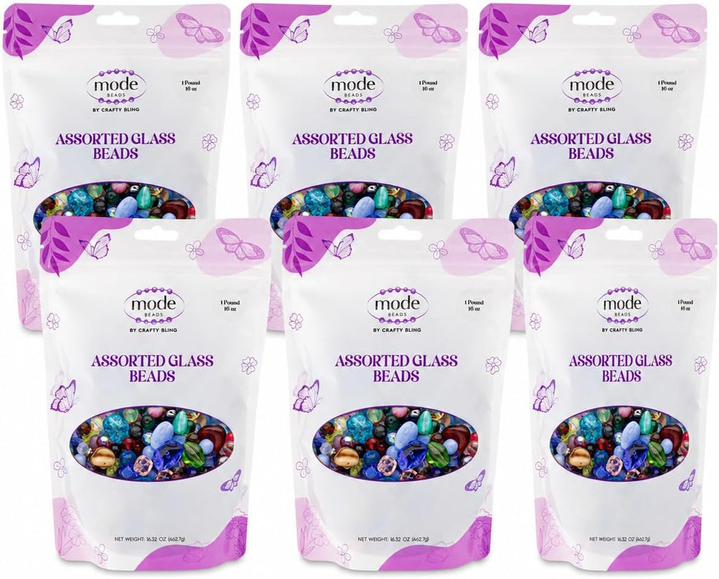 one pound assorted glass beads for jewelry making shown in use