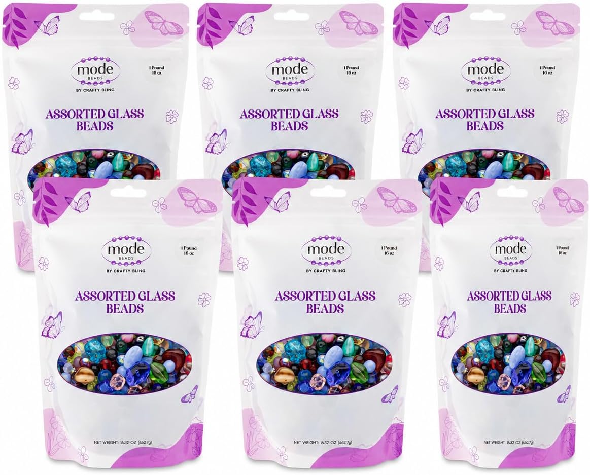 one pound assorted glass beads for jewelry making shown in use