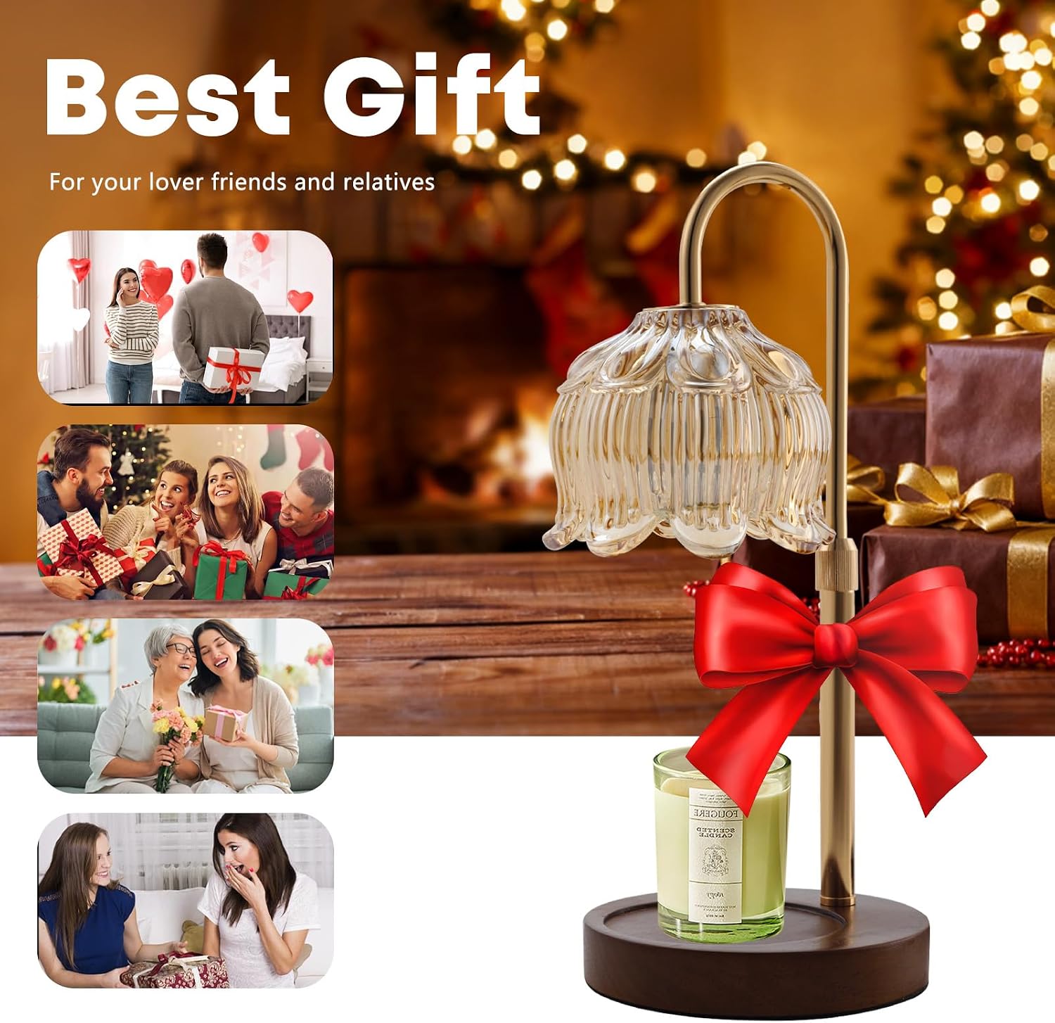 Fragrance Candle Warmer Lamp with 2 Bulbs Electric Candle Warmer with Timer & Dimmer for Home Decor