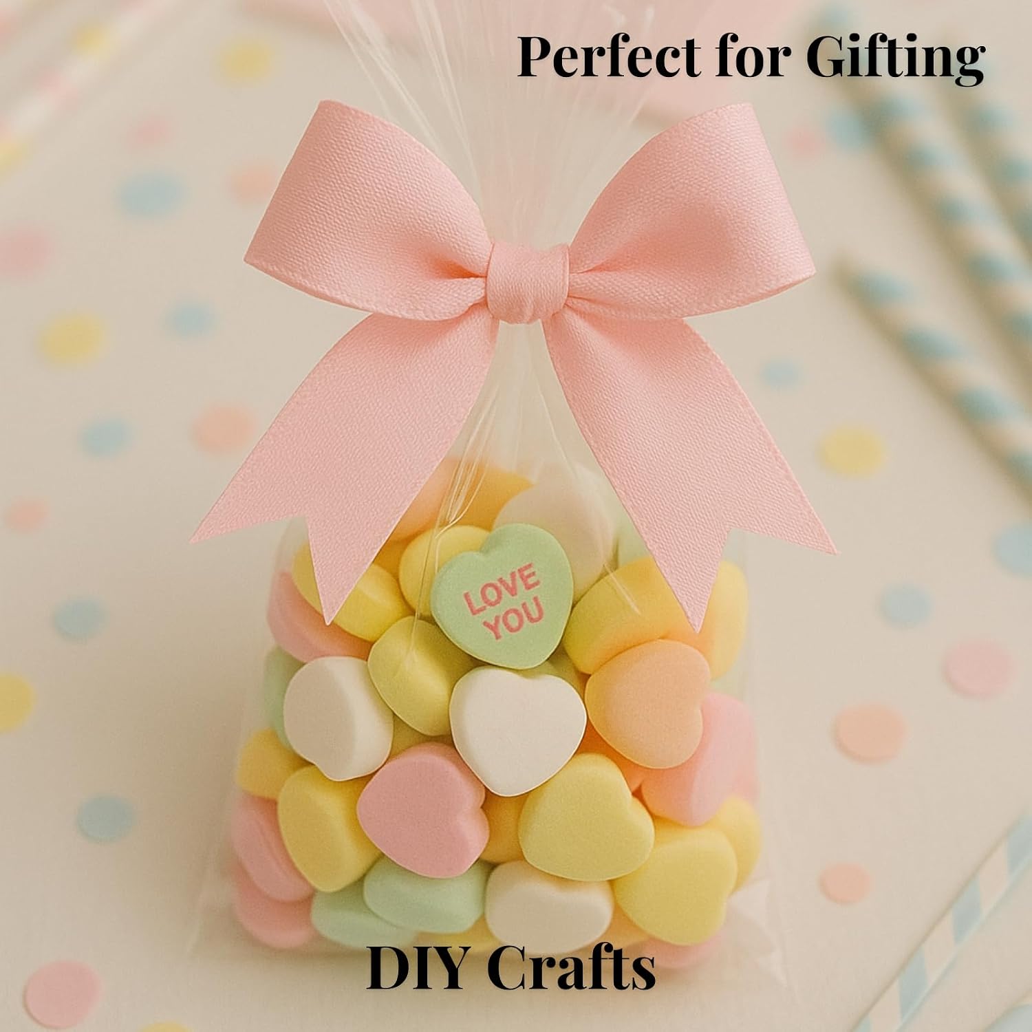 Pink Gift Wrap Bows - 50pcs 3.3 Inch Elegant Bows for Gift Wrapping, Party Decorations, Wedding Decor, Birthday Presents, Holiday Gifts, DIY Crafts, Baby Shower, Anniversary, Christmas, Gift Bags
