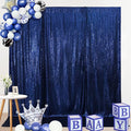 SquarePie Sequin Backdrop Not See Through Thick Stain Background for Photography Glitter Curtain Party 8FT x 8FT Navy Blue
