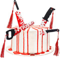 Rsstarxi 4 Pack Halloween Cake Topper Acrylic Blood Knife Cake Topper Have a Killer Horror Birthday Decorations for Halloween Party Decorations Supplies