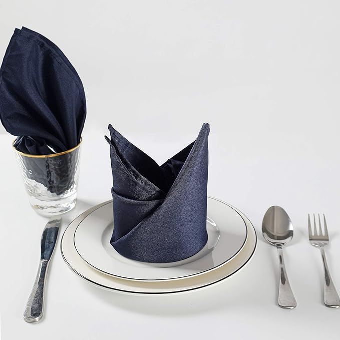 Cloth Napkins 17x17 inch Washable Polyester Dinner Napkins Soft Table Napkins for Wedding Party Dining Banquet(Navy,50PCS)