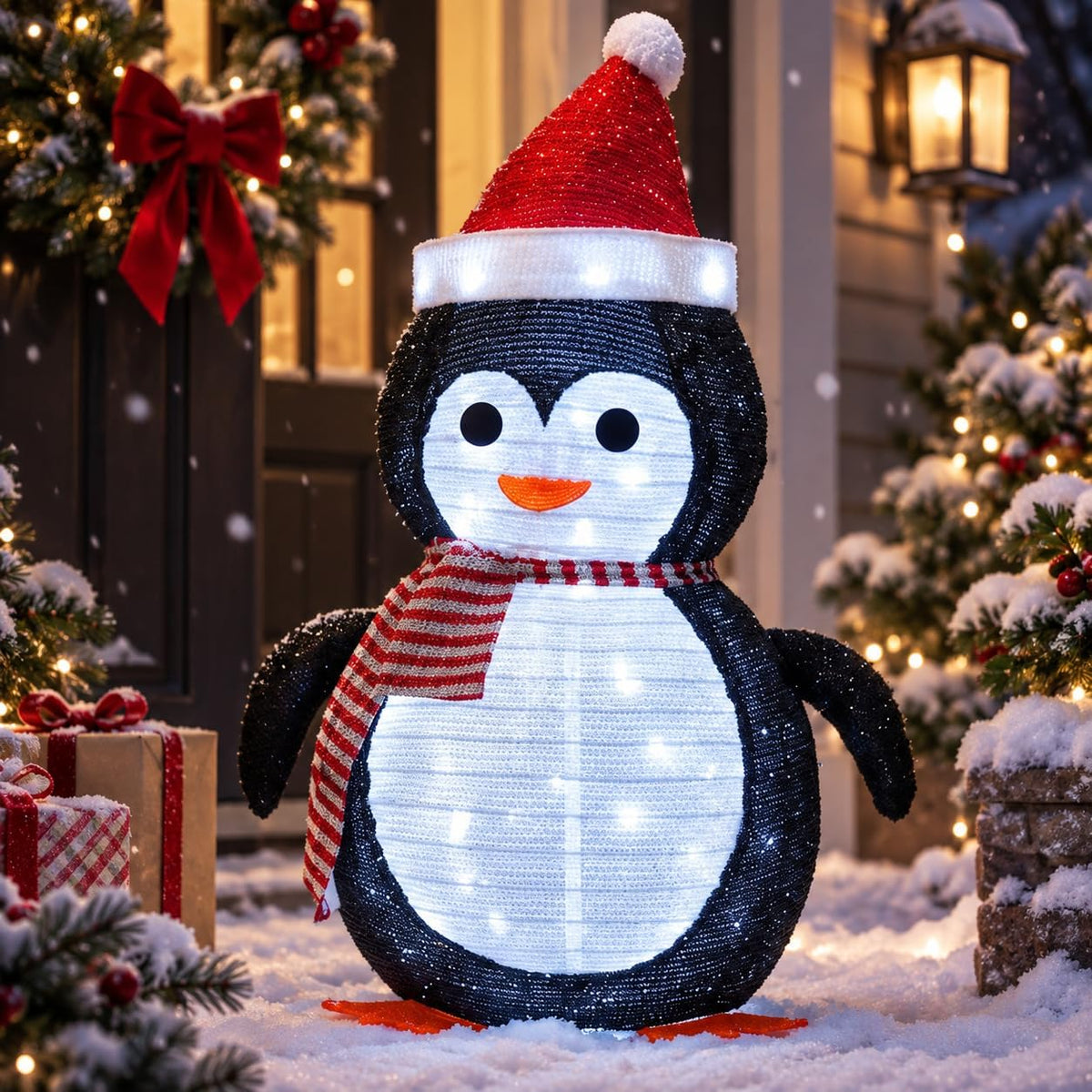 27.5-inch lighted christmas penguin for outdoor christmas decorations, main product view