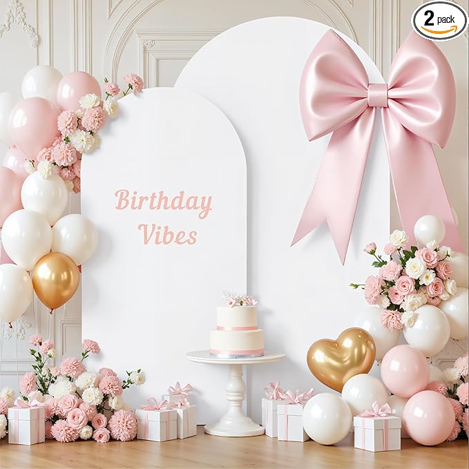 White Arch Backdrop Cover for Wedding, Set of 2 Stretchy Spandex Fitted Arch Stand Cover for Baby Shower, Birthday Party Decor, Chiara Backdrop Cover with Double-Sided Design(7.2FT 6FT, White)