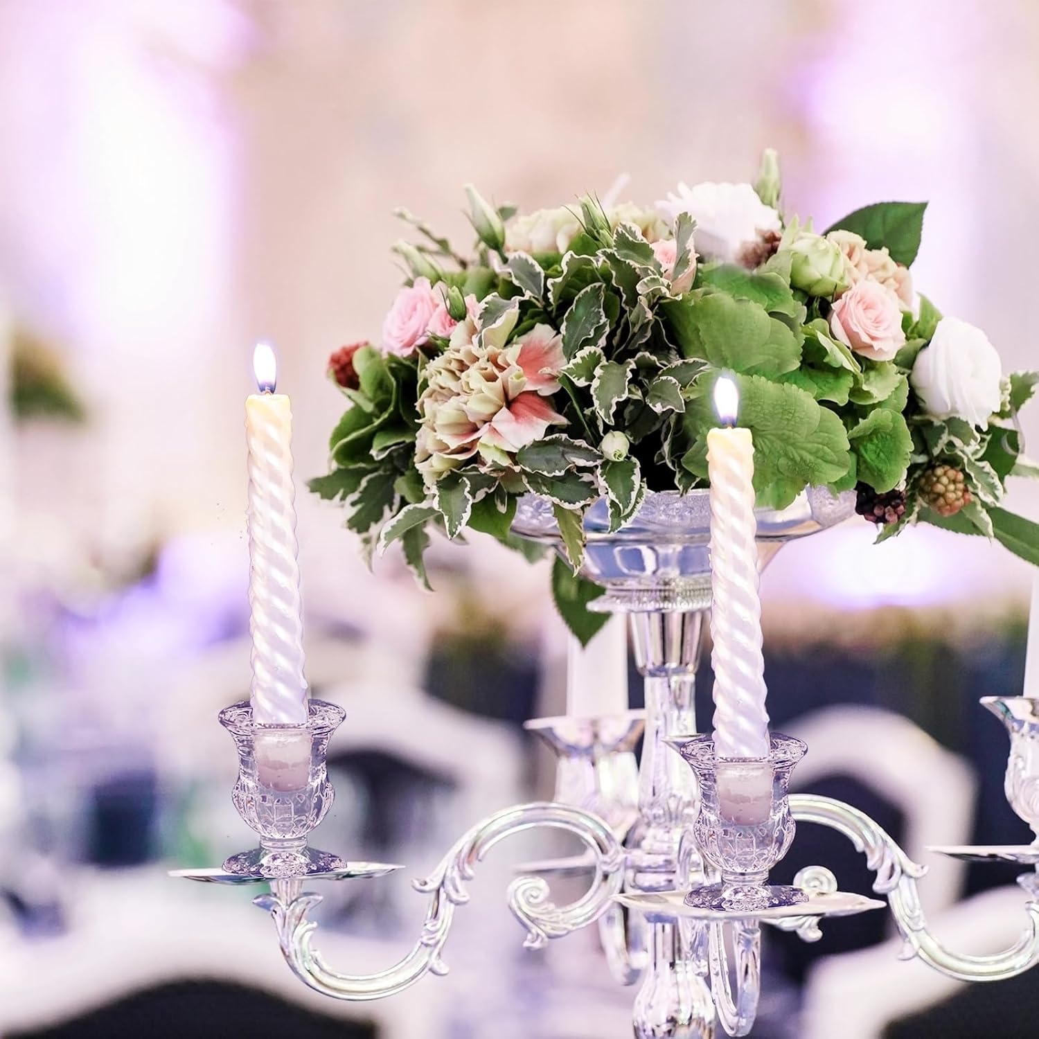 90 Pcs Clear Glass Candlestick Holders Taper Candle Holder Bulk 2.5 Inch Candle Stick Holder for Table Centerpiece Mantel Wedding Housewarming Gift Rustic Vintage Valentines Dinning Decoration (Clear)