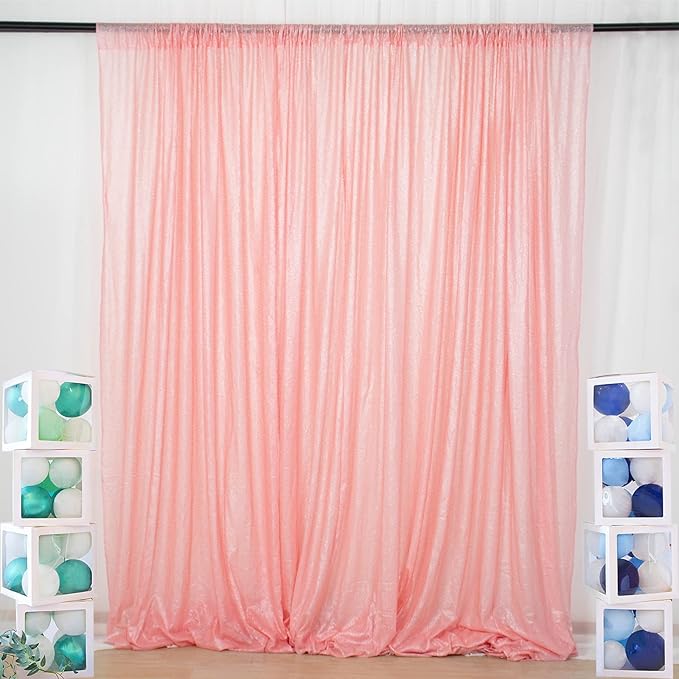 ShinyBeauty 4x7FT Sequin Backdrop Baby Pink| Glitter Fabric for Wedding, Birthday, Baby Shower Backdrops | Photobooth Studio & Home Decor