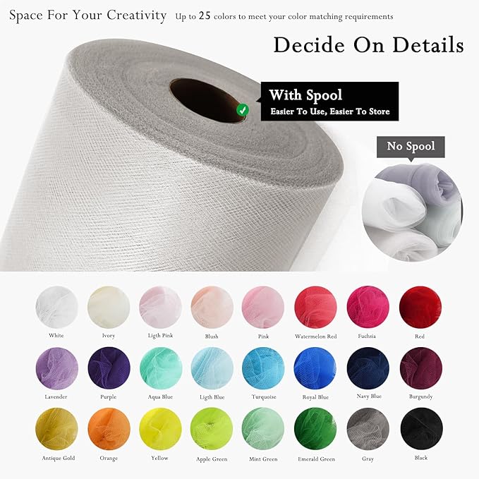 Glacier Gray Tulle Fabric Rolls 54 Inch by 40 Yards Tulle Bolt Spool for Wedding Decorations DIY Tutu Baby Shower Table Skirt Ceiling Decor Birthday Party Craft Supplies