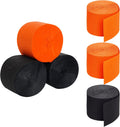 jiebor Halloween Streamers Crepe Paper Orange and Black Streamers 492 Ft 6 Rolls for Halloween Party Wedding Birthday Office Door Wall Decorations Flower Making