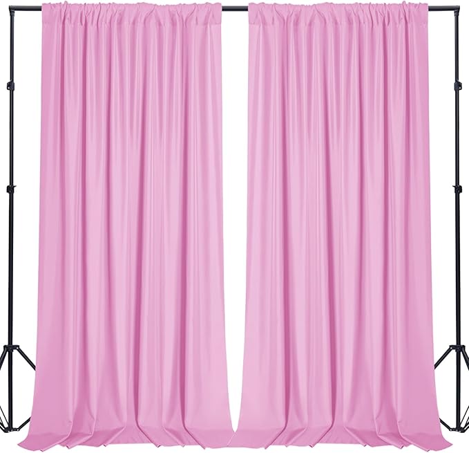 Sugargirl 10x10FT Pink Backdrop Curtains Polyester Photo Backdrop Drapes Curtains 2 Panels with Rod Pockets for Party Birthday Wedding Photography Home Decoration