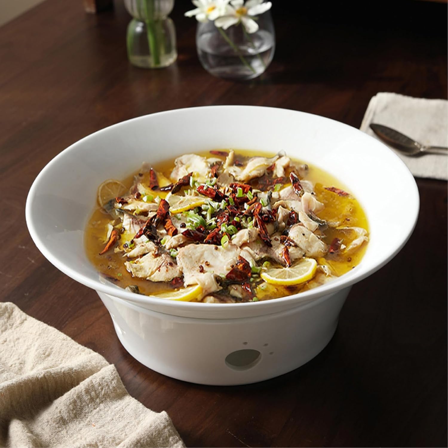 Ceramic candle heating insulation dish Restaurant special bowl -12 "boiled bowl+stove