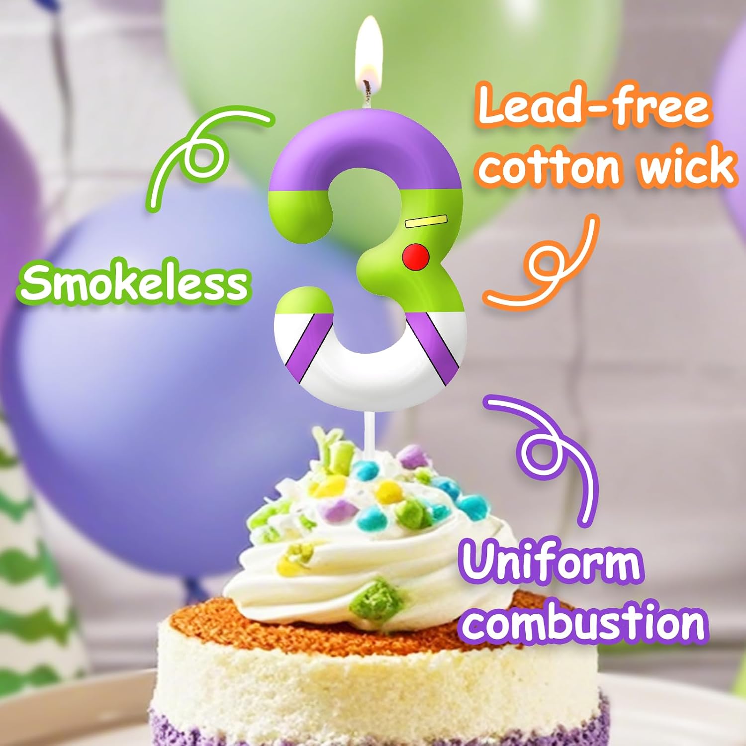 Green Birthday Candles, Number 2 Candle Themed Birthday Party Supplies, 2.4 inch Birthday Candles for Cake Topper Party Decorations, Birthday Decorations for Boys Girls (Number 2)