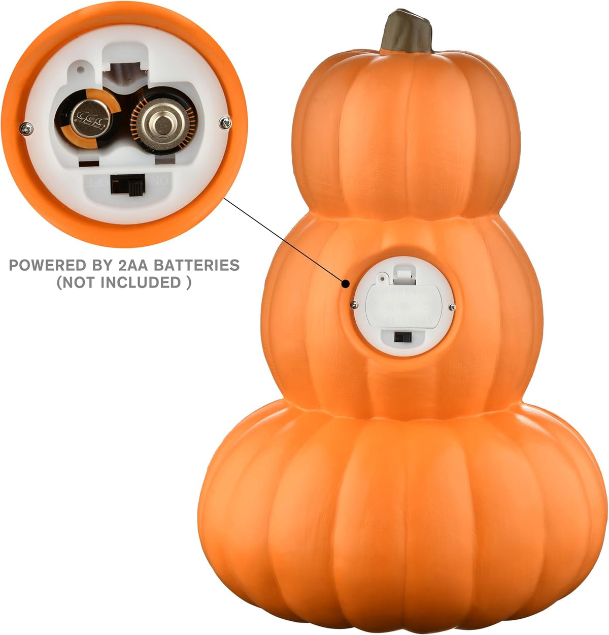 Evelyne Stacked Jack-O’-Lantern Pumpkin Decoration – 3-Tier Light-Up Hallowee...