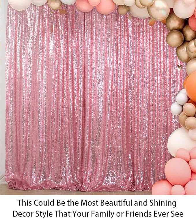 ShiDianYi Sequin Backdrop Fuchsia Pink 2 Panels 4FTx10FT Backdrop for Photograph Sequin Photo Backdrop for Birthday Sparkle Wedding Backdrop Glitter Backdrop Background