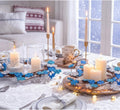 Daifunli 2 Pcs Winter Blue Snowflake Candle Rings Snowflake Wreath Glitter Vintage Wood Wreaths for Pillar 6 Inch Candles Holder for Winter Christmas Rustic Table Centerpiece Decor
