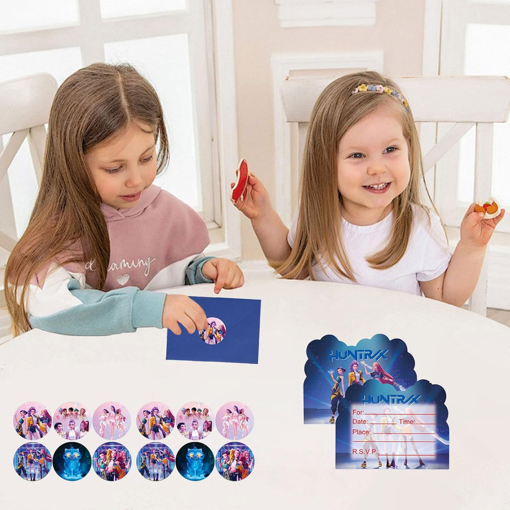 36 Pcs Cartoon Birthday Invitations, Anime Theme Birthday Party Invitations, Includes 12 invitation cards, 12 envelopes, and 12 stickers.