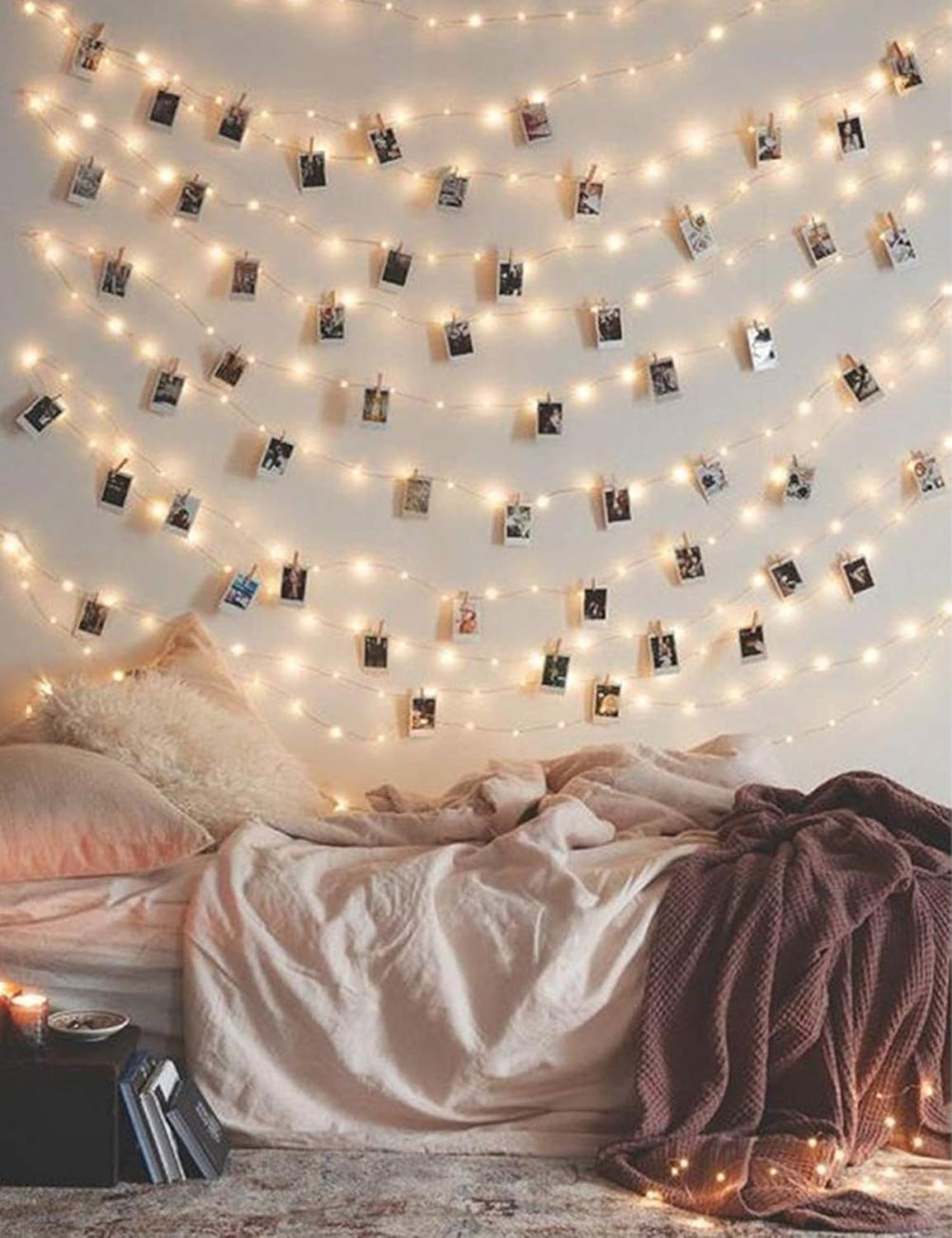 LECLSTAR Photo Clip String Lights 17Ft - 50 LED Fairy String Lights with 50 Clear Clips for Hanging Pictures, Photo String Lights with Clips - Perfect Dorm Bedroom Wall Decor Wedding Decorations