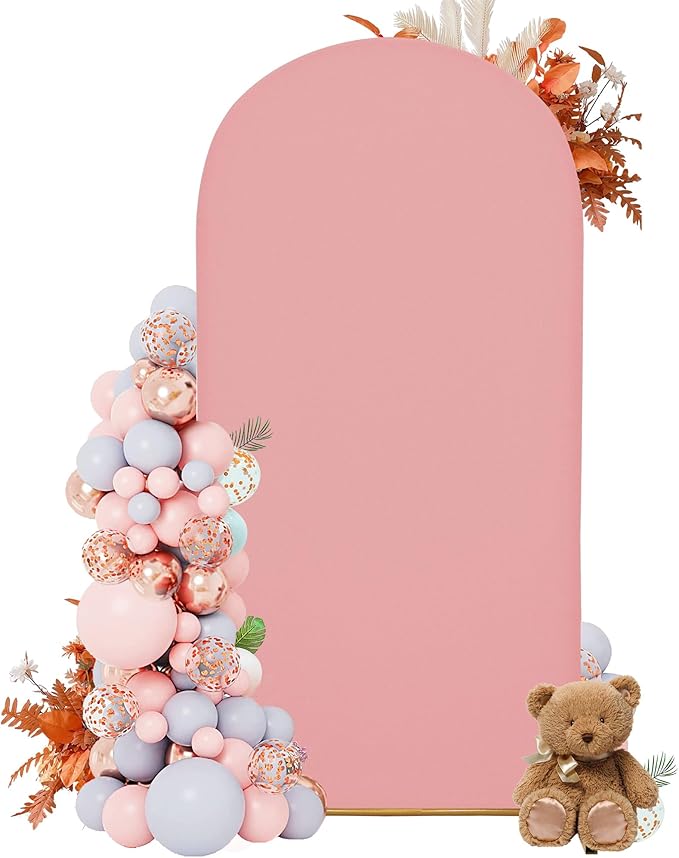 6.6FT Wedding Arch Covers Arch Backdrop Cover Arch Stand Covers Set Arch Cover Spandex Fabric Stretchy Backdrop for Wedding Birthday Party Decoration Baby Shower (Light Pink)