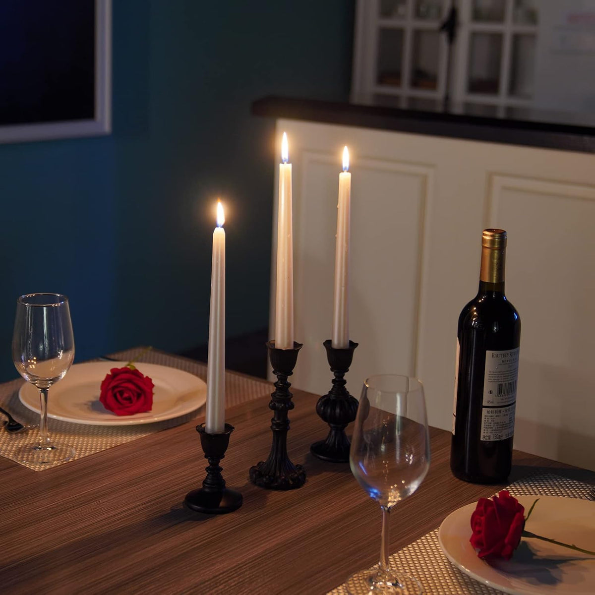 Guichifun Black Candlestick Holder Set of 3 Living Room Decor