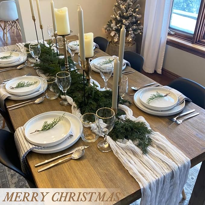 White Cheesecloth Table Runner, 10Ft Boho Gauze Cheese Cloth Table Runner Romantic Sheer Ivory Runner for Wedding Bridal Shower Table Decoration