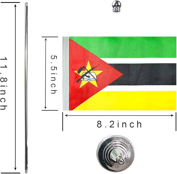 GentleGirl.USA Mozambique Table Flags,Stick Small Mini Mozambican Flag Office Desk Flag on Stand with Stand Base, International Festival Mozambique Theme Party Decoration,Home Desk Decoration