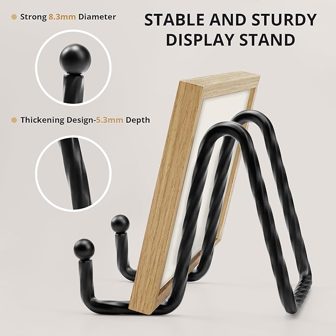 3 Pack 6inch Picture Stands for Display, Black Metal Plate Stands for Display - Decorative Plate Stand, Plate Holder Display Stand, Picture Frame Stand - Plate Display Stands for Picture Stand