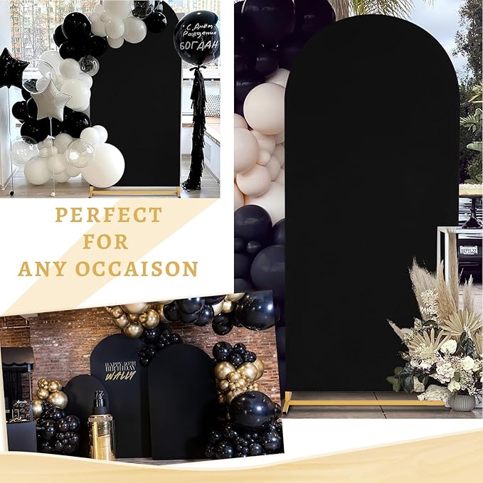 Black Arch Cover 7.2ft Spandex Backdrop Stand for Balloon Wedding Party Ceremony Decorations - Stretchy Chiara Arch