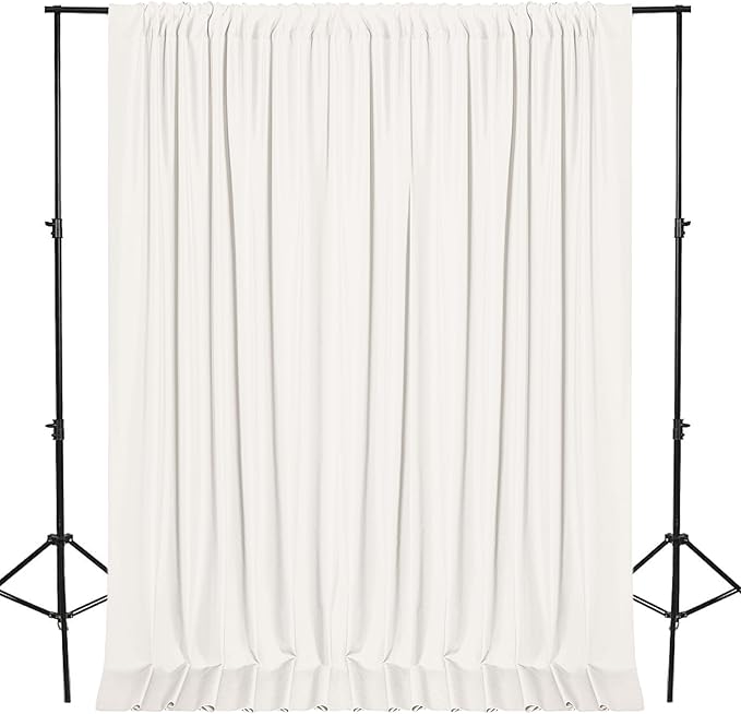 DWCN 10x10 FT Ivory Backdrop Curtains for Parties, Photography Backdrop Drapes with Rod Pockets for Wedding Decorations Stage Birthday Family Gatherings, 2 Panels 5ft x 10ft