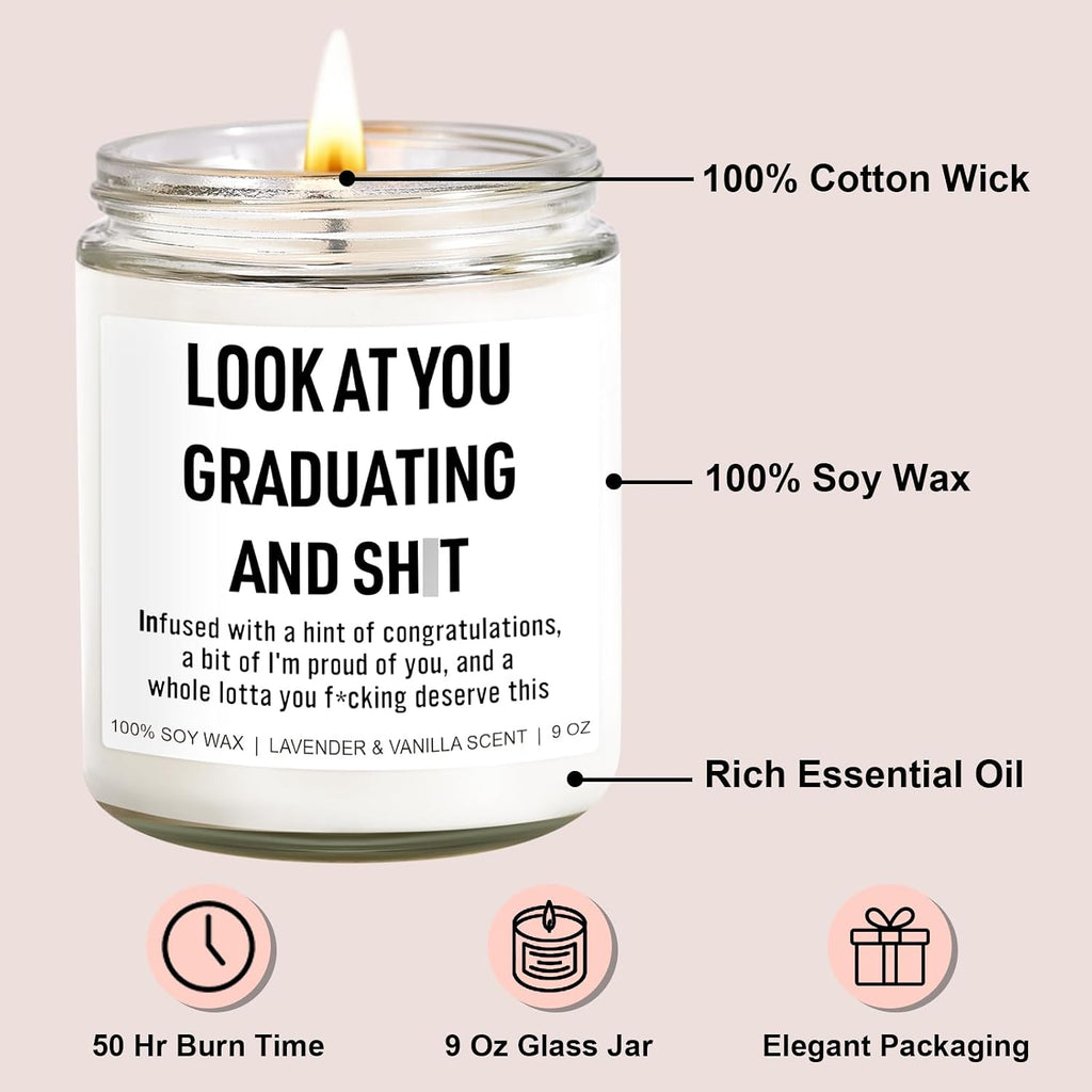 Younift Funny Grad Candle, 2026 Graduation Gifts for Her, Him - College, High School, Masters Degree, Phd, Law School, Nursing & Nurse Graduation Gifts for Women, Men - 9 oz