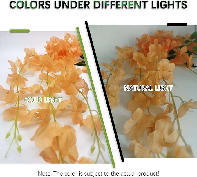 12 Pack Orange Wisteria Hanging Flowers Garland, 3.77 Feet Artificial Flower Vines, Fake Wisteria, Artificial Vines Hanging Garland for Backdrop Outdoor Yard Garden Decor