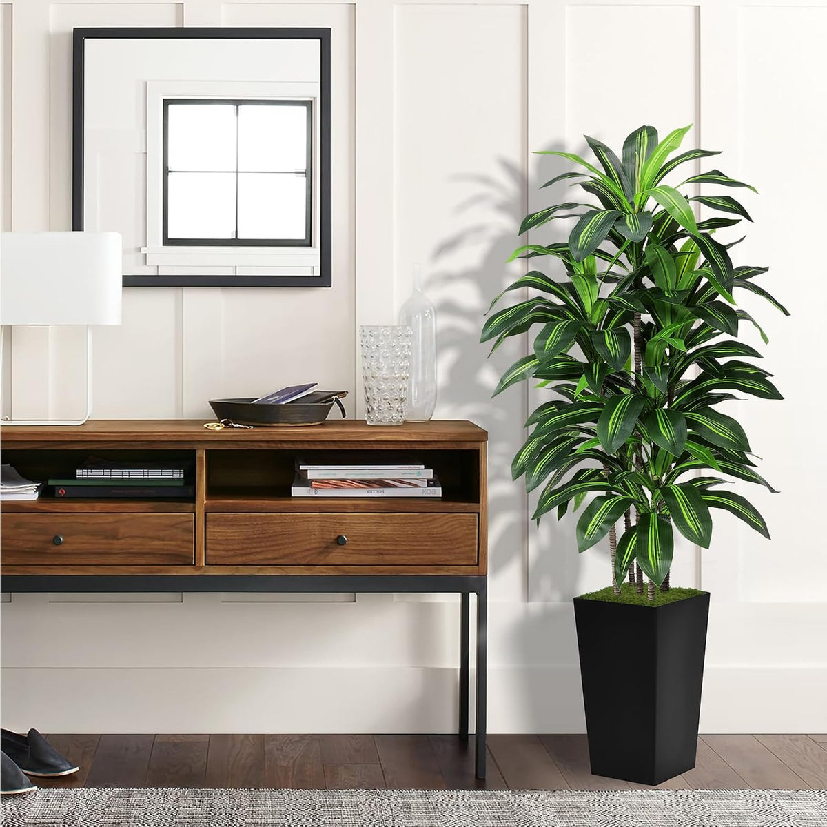 astidy artificial plant 5ft dracaena fake tree with, close-up detail