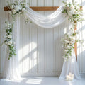 Wedding Arch Draping Fabric,2 Panel 28" x 19Ft White Arch Drapery Sheer Backdrop Curtain for Wedding Ceremony Party Ceiling Decor